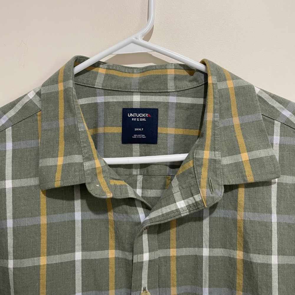 UNTUCKit Fit by DXL Silva Mens 2XXLT Green Plaid Long Sleeve Shirt UT-1054